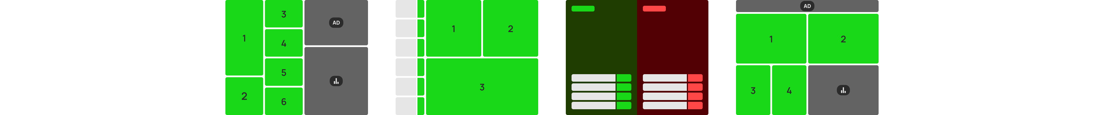 4 grid block layout examples.