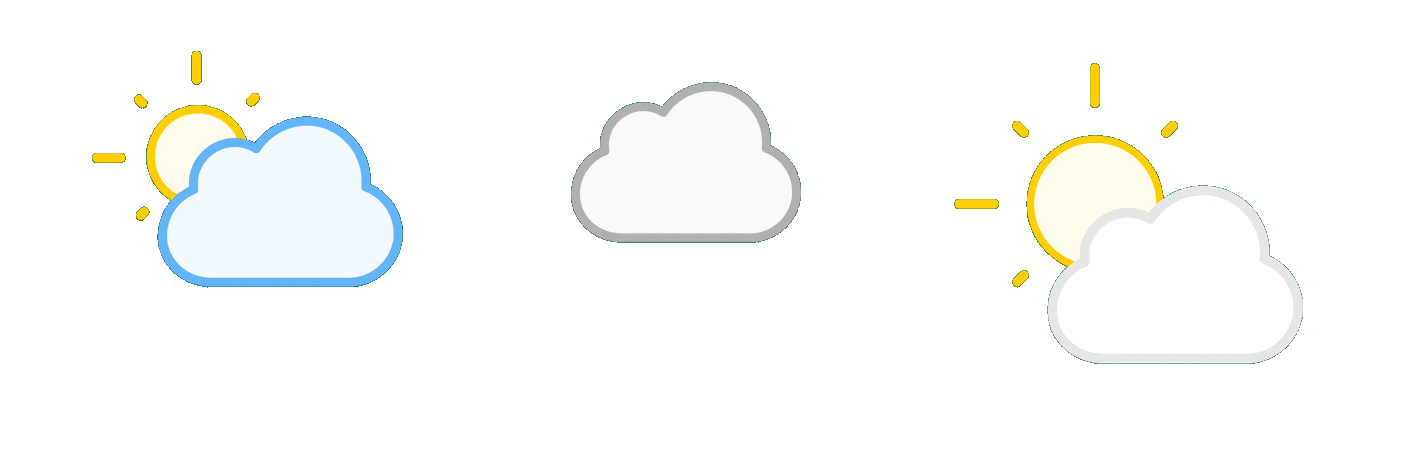 Weather app interface showing current conditions, weekly forecast, and "Parcela Kiwi."