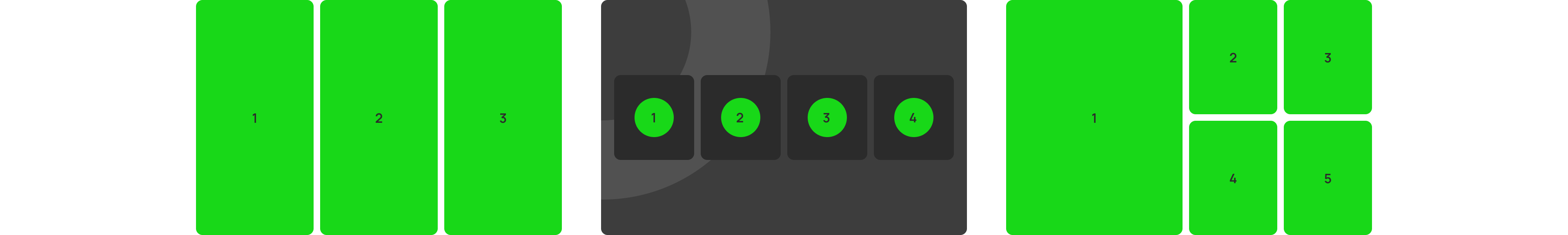3 grid block layout examples overlaying with real content.
