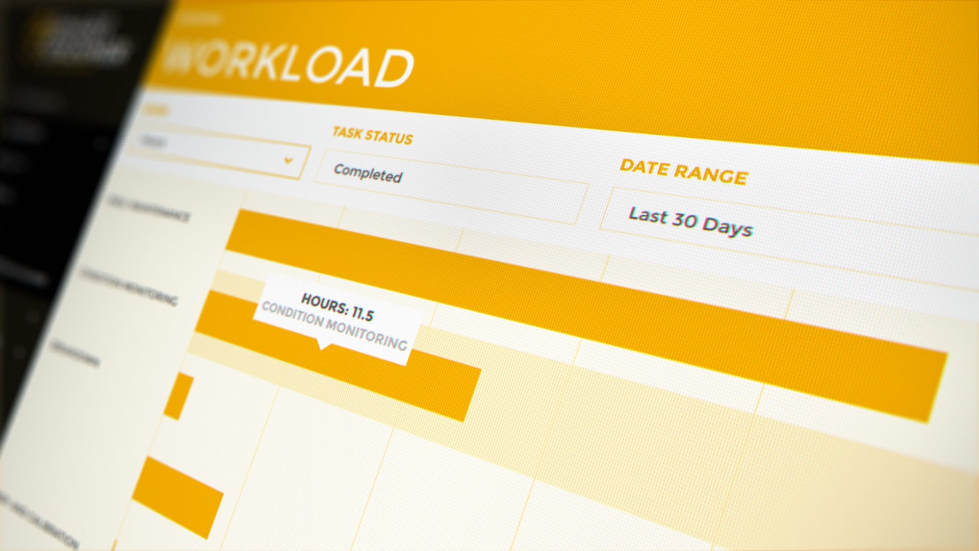 Close-up of workload management interface showing completed tasks and 11.5 hours in yellow.