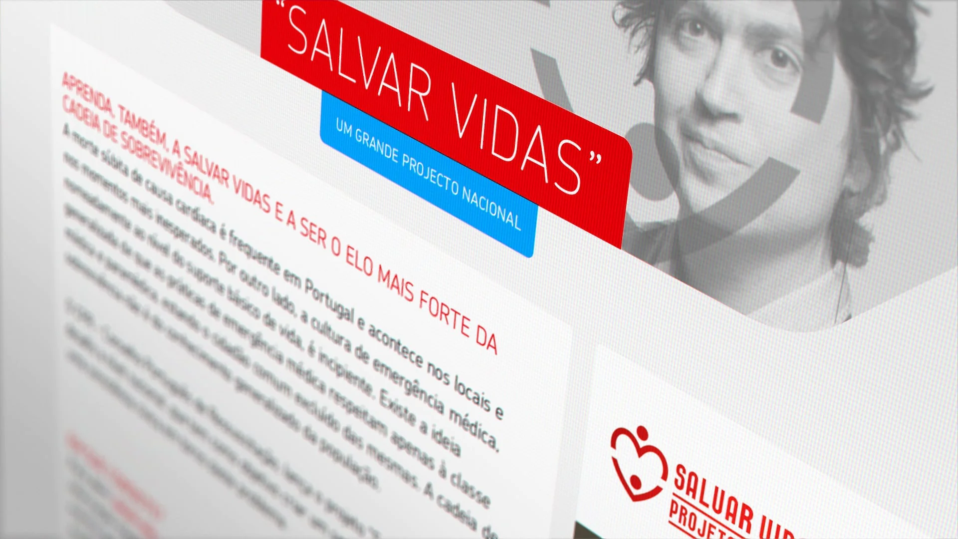 "Salvar Vidas" webpage promoting a national project on emergency response in Portugal.